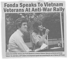 This digital composite of Sen. John Kerry and Jane Fonda sharing a stage at an antiwar rally emerged during the 2004 presidential primaries while Kerry campaigned for the Democratic nomination. The picture of Kerry was captured by photographer Ken Light as Kerry was preparing to give a speech at the Register for Peace Rally held in Mineola, N.Y., in June 1971. The picture of Jane Fonda was captured by Owen Franken as Fonda spoke at a political rally in Miami Beach, Fla., in August 1972. http://www.cnet.com/pictures/pictures-that-lie-photos/